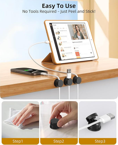 Cord Organizer, Rotatable Cable Organizer 8 Pack, No-Residue Adhesive Spring - Image 5