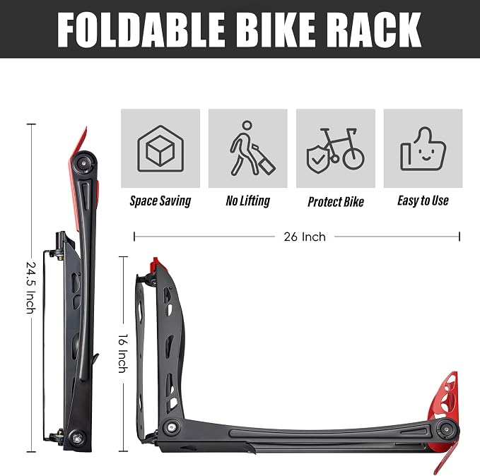 Wallmaster BIKEPAL Swivel Bike Rack, Wall Mounted Vertical Bike Storage Hanger - Image 3