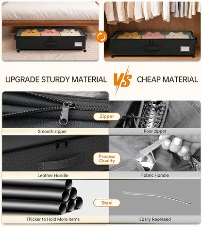Under Bed Storage with Wheels 2-Pack, Under Bed Storage Containers, Underbed - Image 6
