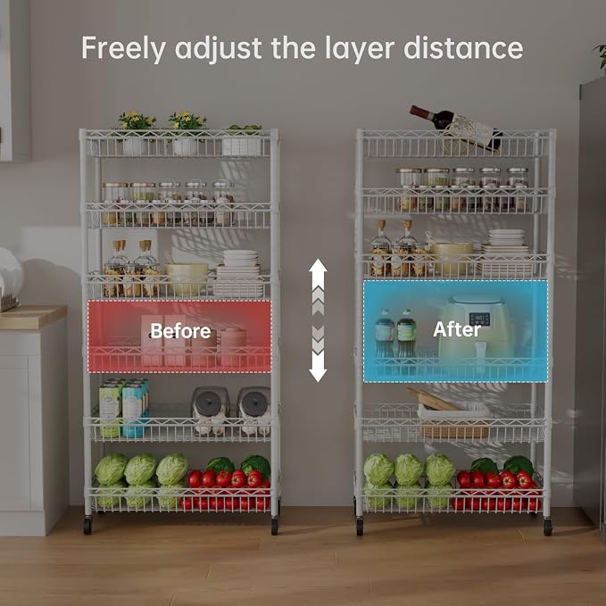 6 Shelves Storage Shelf Wire Closet Bathroom Organizers Metal Pantry Kitchen - Image 4
