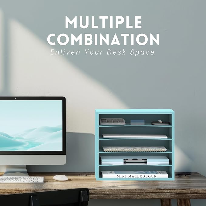 5 Tier Wood Desk Organizer, Mail Sorter and Paper Organizer - Image 4