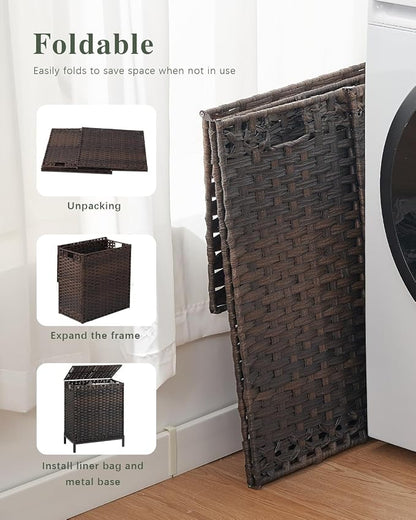 SETVSON Laundry Hamper with Lid, 112 L Handwoven Rattan Wicker Laundry Basket - Image 6