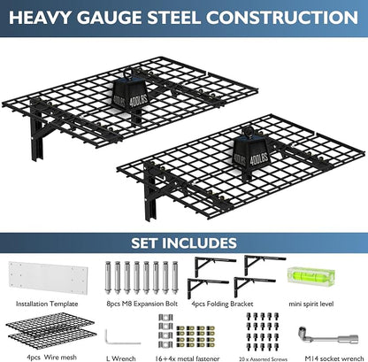 AIRAJ Foldable Garage Wall Mounted Shelving, 660Lbs Capacity, Floating Storage - Image 3