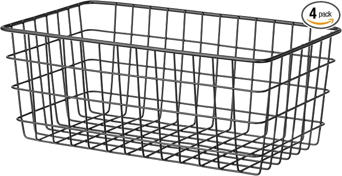 Whitmor 4 Pack Black Wire Storage Baskets by Whitmor
