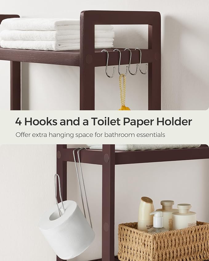 SONGMICS Over The Toilet Storage, 3-Tier Over Toilet Bathroom Organizer - Image 8