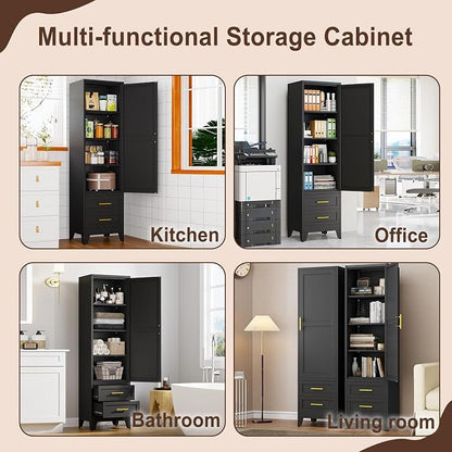 Tall Metal Narrow Storage Cabinet 67" H - Image 8