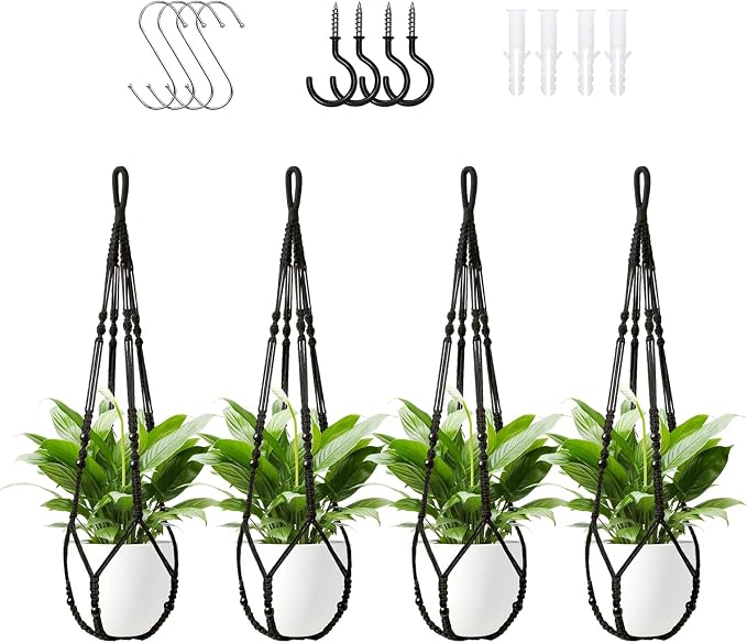 LEWESU Macrame Plant Hanger Indoor Set of 4 by Unknown