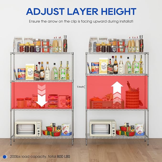 4-Tier Storage Shelves 35.4" L x 13.3" W x 53.7" H Metal Garage Shelves - Image 5