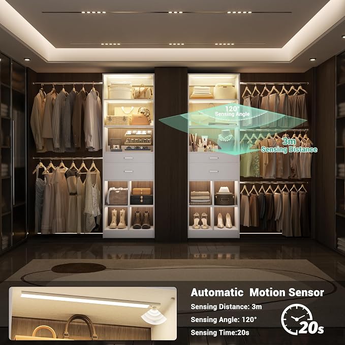 Besiost Closet System with Smart Sensor Lights, 4-8 FT Closet Organizer System - Image 7