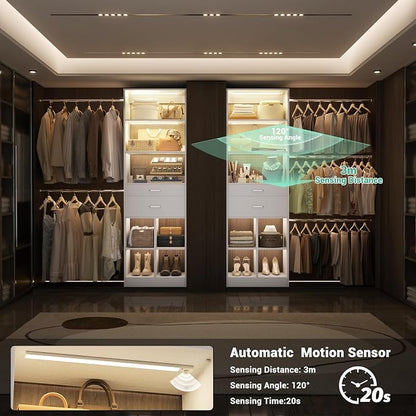 Besiost Closet System with Smart Sensor Lights, 4-8 FT Closet Organizer System - Image 7