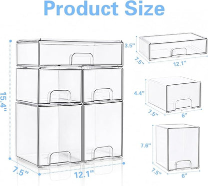 Baby Bottle Organizer, 5 Pack Clear Acrylic Stackable Storage Drawers, Baby - Image 3