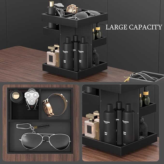 360 Rotating Cologne Organizer for Men and Women, Large Wood Perfume Stand and - Image 3
