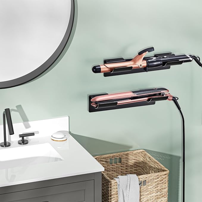 2 PCS Wall Mount Curling Iron Holder and Hair Tool Organizer - Image 2