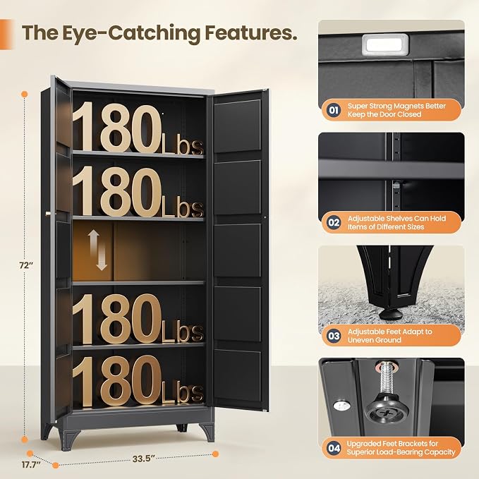 Yizosh Metal Pantry Cabinet, - Image 2