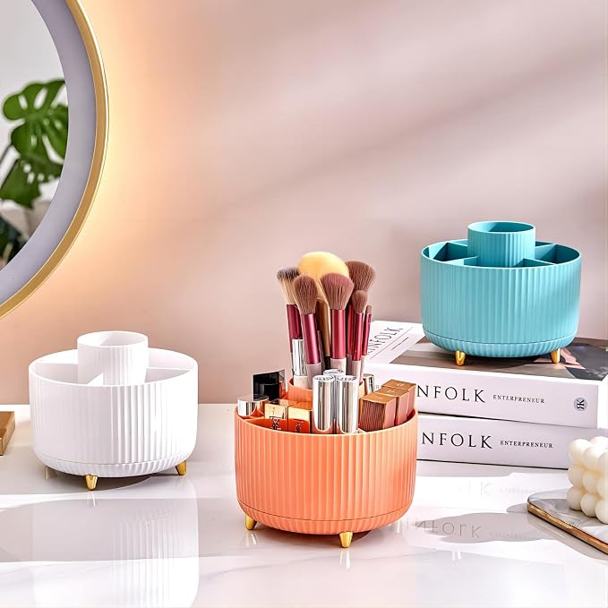 DASITON Large Capacity Makeup Brush Holder, 360° Rotating Makeup Organizer - Image 3