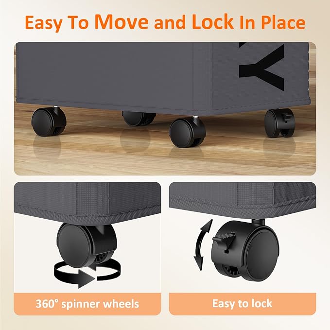 Optish Laundry Basket with Wheels, 90L Rolling Laundry Hamper with Wheels - Image 4