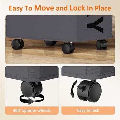 Optish Laundry Basket with Wheels, 90L Rolling Laundry Hamper with Wheels - Image 4