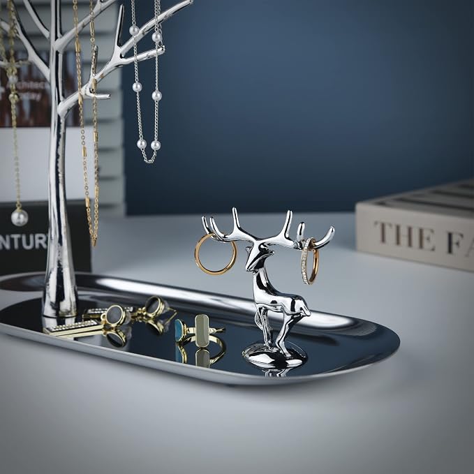 MORE&LESS Tree and Deer Jewelry Rack, - Image 4