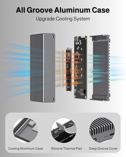 Noiseless 40Gbps M.2 NVMe Enclosure, USB C Aluminum External SSD Enclosure - Image 4