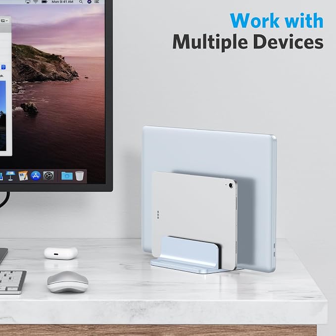 OMOTON Vertical Laptop Stand, Desktop Aluminum Mac Book Stand - Image 8