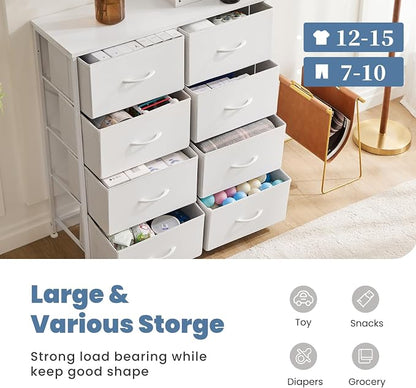 DUMOS Dresser for Bedroom with 8 Fabric Drawers, Tall Chest Organizer Units for - Image 4