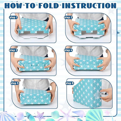 Coastal Magazine File Holder Decorative Set of 4 | Foldable Magazine Storage - Image 3