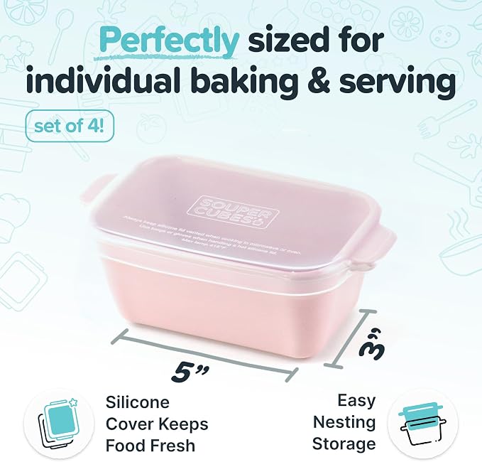 Souper Cubes Ceramic Baking Dishes 2.0-5" x 3" Small Casserole Dishes - Image 2