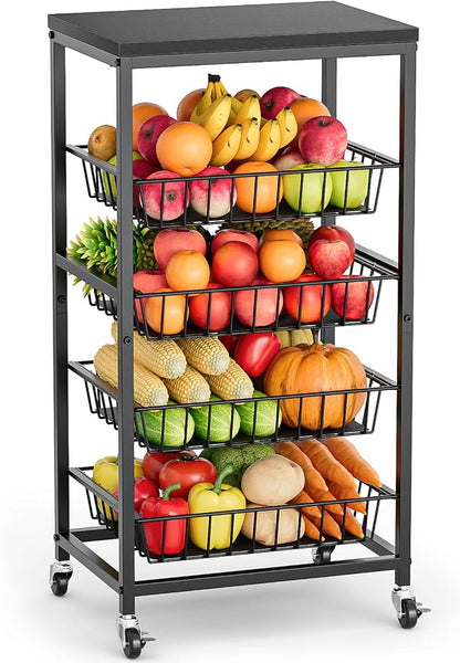 Snack Cart, 5-Tier Kitchen Carts on Wheels by Venkuber