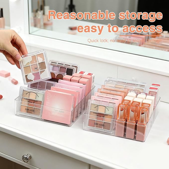 2 Pack Makeup Organizer for Eyeshadow Palette and Lipstick Organizer, 7 Section - Image 5