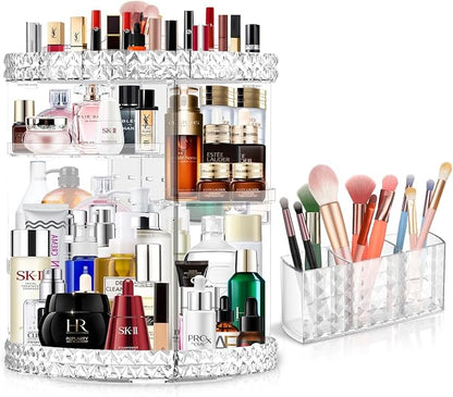 360 Rotating Makeup Organizer for Vanity + Makeup Brush Holder, Perfume by ViKert