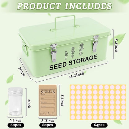 60 Slots Seed Storage Organizer, Metal Seed Saving Box - Image 2
