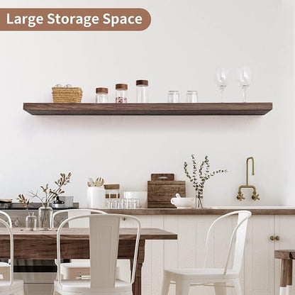 Axeman Floating Shelves for Wall, Rustic Elm Wood 48'' x 8" Deep Wall Shelf - Image 6