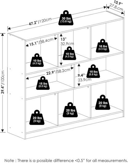 Furinno DALY Book Shelf, 8-Cube Bookshelf, Horizontal Cube Storage Organizer - Image 2