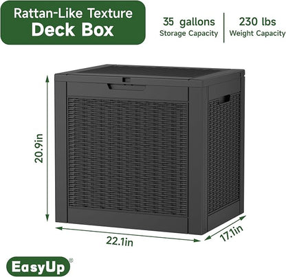 EasyUp 35 Gallon Resin Deck Box Waterproof, UV Resistant Outdoor Storage Box - Image 2