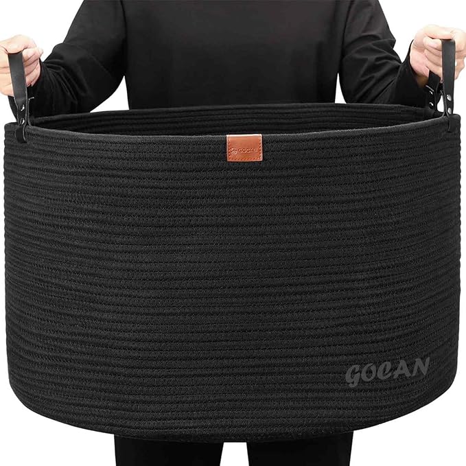 Extra Large Storage Laundry Basket 22" X 22"X 14" Cotton Rope Woven by GOCAN