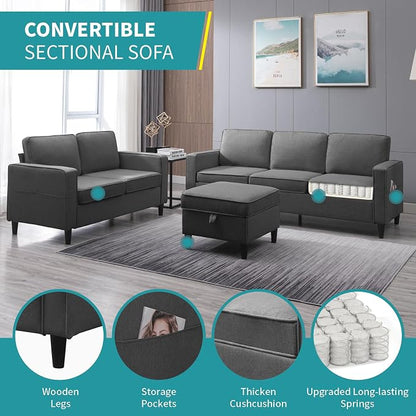 BALUS 78" Living Room Sofa Set, 3 Seater Sofa - Image 7