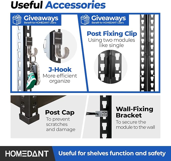 HOMEDANT 5-Tier Laminated Boltless Heavy Duty Metal Shelving Unit Adjustable - Image 6