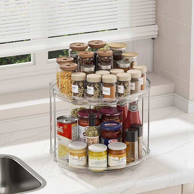 LAMU 2Pack 2 Tier Lazy Susan Organizer 12 inch Large Lazy Susan Turntable - Image 6
