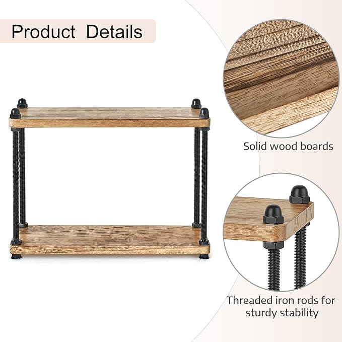 Mkono Bathroom Counter Organizer, 2 Tier Wooden Shelf - Image 7