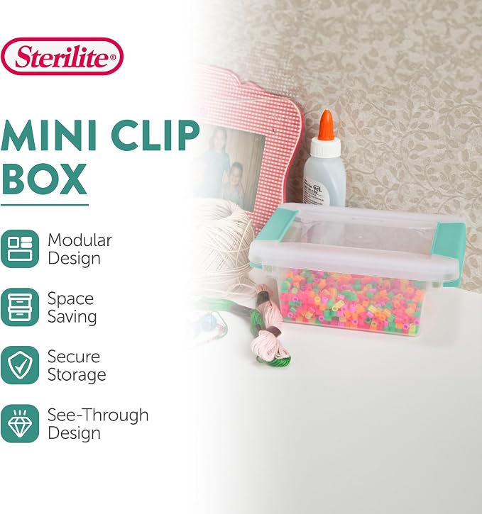 Sterilite Clip Box, Stackable Clear Plastic Bins- Mini, Arts or Crafts Supplies - Image 2