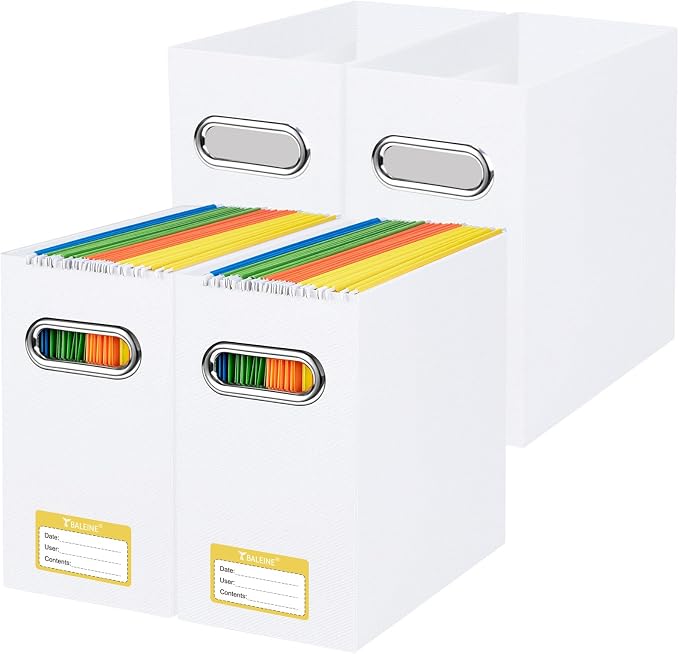 BALEINE File Organizer Box, Cardboard File Folder Organizer by BALEINE