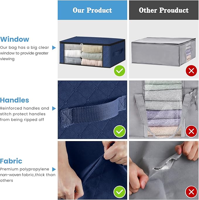 HomeHacks Storage 3-Pack Clothes Organizer Storage Bags Foldable Storage Box - Image 5