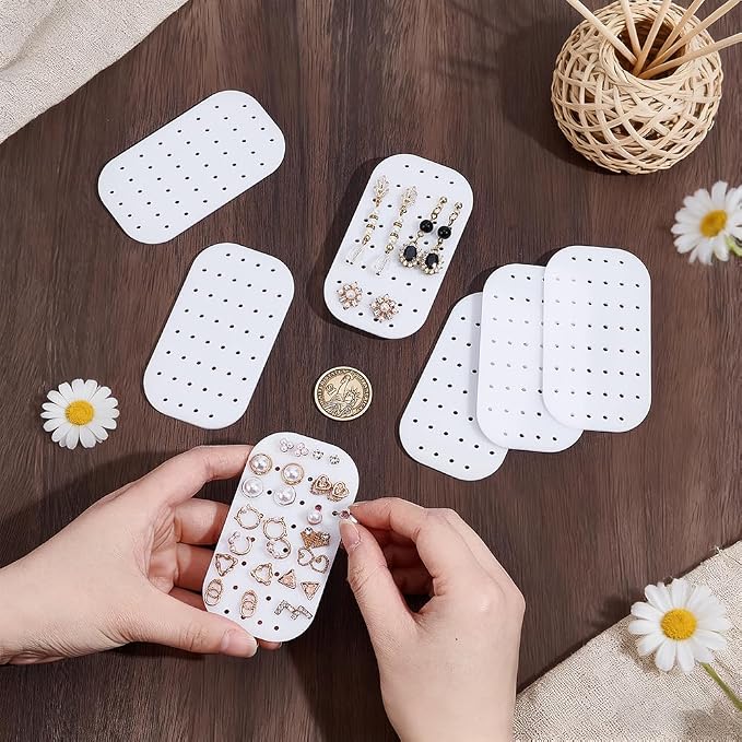 10 Pcs Acrylic Earing Display Cards, 44 Holes White Acrylic Ear Stud Jewelry - Image 3