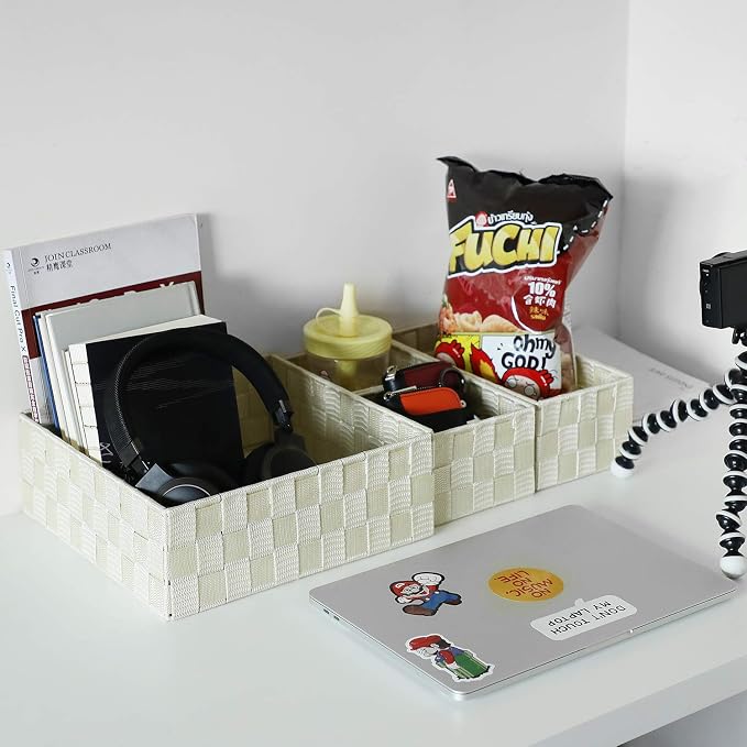 Posprica Woven Storage Baskets for Organizing, Small Black Baskets Cube Bin - Image 5