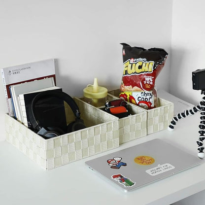 Posprica Woven Storage Baskets for Organizing, Small Black Baskets Cube Bin - Image 5