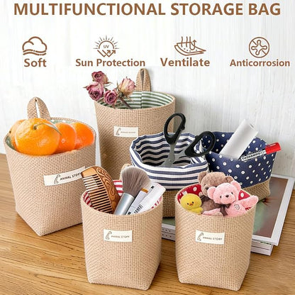 AOKZOE 6 Pack Wall Hanging Storage Bags Hanging Storage Bags Cotton Linen - Image 4