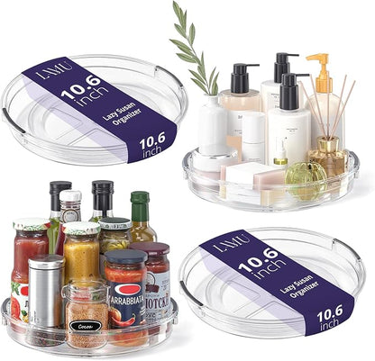 LAMU 4 Pack 10.6in Lazy Susan Organizer, Refrigerator, Table Top, Pantry by YourHome-OrganizationHelper