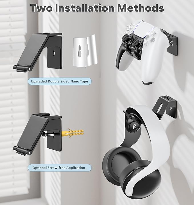 OIVO Controller & Headset Wall Mount Holder Stand, Foldable Headphone Stand - Image 4