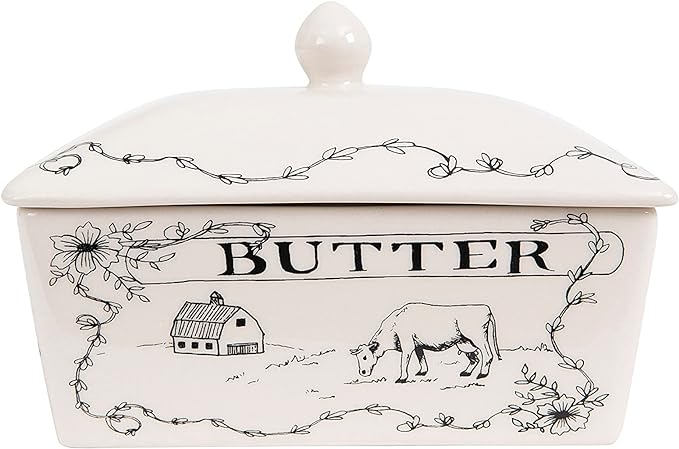 Creative Co-Op Country Stoneware Butter Dish by CreativeCo-Op
