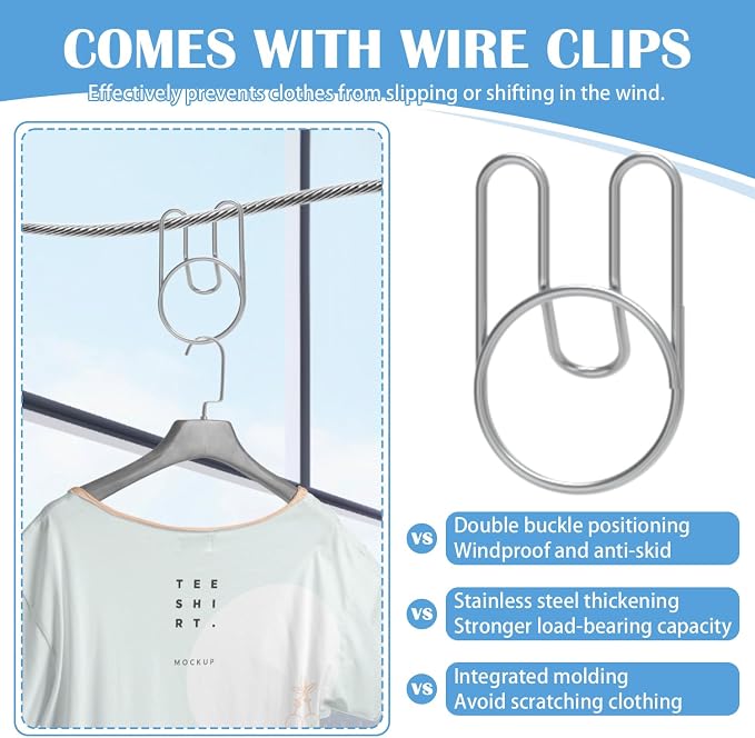 Retractable Clothesline Indoor, Non-Sagging Outdoor Clothes Line Retracting - Image 3